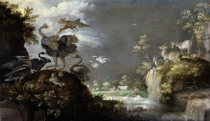 Landscape with Ostrich, c.1625 by Roelandt Jacobsz. Savery