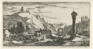 Mountainous Landscape with Column (series title) by Roelant Roghman