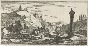 Mountainous Landscape with Column