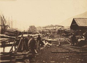 Landing Place Railway Stores, Balaklava by Roger Fenton