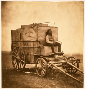 The Photographers Van with Marcus Sparling in the Crimea, 1855 by Roger Fenton