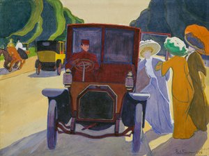 Avenue of Acacias at Bois de Boulogne, car with driver
