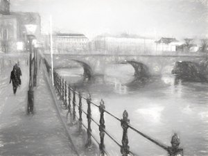 Misty City River Walk by Roland Sköldblom