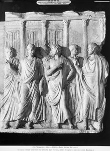 A group of senators outside the Temple of Jupiter by Roman