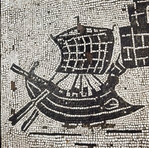 A ship in the port of Ostia (mosaic) by Roman