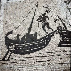 A ship of Cagliari returning to the port of Ostia by Roman