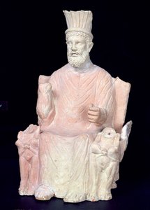 Baal Hammon seated on his throne, from the sanctuary at Bir Bou Regba