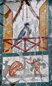 Below a Bird Laid on a Balcony, an Amour Faces a Squirrel. Late 1st century