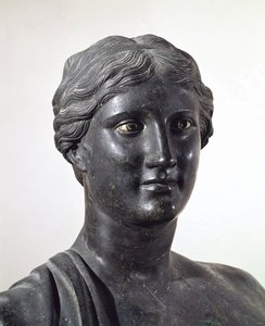 Bust of Sappho, Bronze Statue, from Villa of Papyri, Herculaneum, Campania, Italy, Roman Civilization