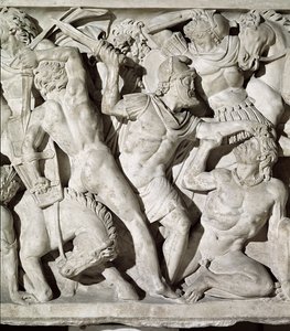 Sarcophagus Depicting a Battle Between Romans and Galatians (detail)