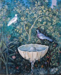Detail of Fountain and Birds from a Garden Painting, House of the Golden Bracelet, Pompeii