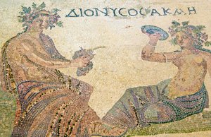 Dionysus counseling the nymph Akme, House of Dionysos, Paphos, Cyprus