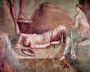 Drunk sleeping maenad (fresco) by Roman