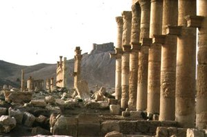 Earliest Part of the Colonnaded Street Forming the Main Axis to the City, Leading to a Funerary Temple and Qalaat Ibn Maan, a 17th Century Arab Castle, Built in the First Half of the 2nd Century