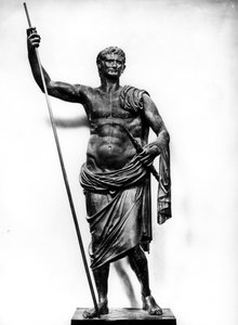 Emperor Augustus holding a sceptre and thunderbolt, from Herculaneum