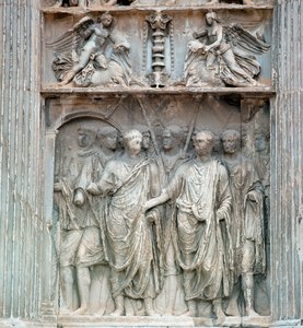 Emperor Trajan goes to the forum on his return from Germania in 99 AD