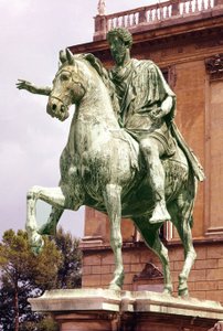 Equestrian Statue of Marcus Aurelius (121 - 180) in Piazza Campidoglio, Rome