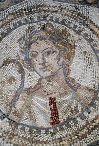 Female face, mosaic in Roman city of Volubilis