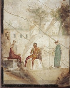 Fresco depicting Pan and Nymphs from Pompeii, Italy by Roman