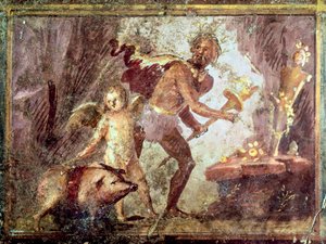 Fresco from Villa of Mysteries, Pompeii by Roman