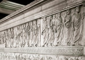 Imperial Cortege of Emperor Augustus - Low north marble relief of the Ara Pacis Augustae by Roman