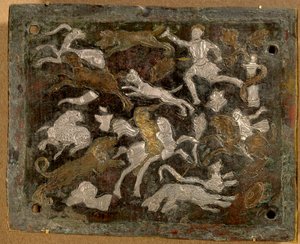 Inlaid Plate: Bronze Hunting Scenes