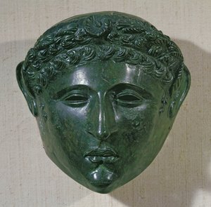Mask from a parade helmet, from Hirchova, Romania