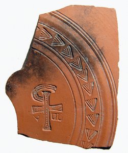 Pottery Sherd with Abbreviation for the Name of Jesus Christ, North Africa