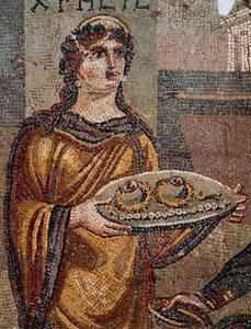 Prisoner Chresis giving keys of her ransom to her captor Agamemnon (detail)