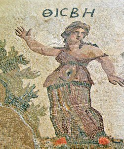 Pyramus and Thisbe, Detail of Thisbe, House of Dionysos, Paphos, Cyprus