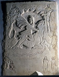 Relief depicting the Iranian divinity Mithra slaughtering the bull, an animal associated with it. 4th century. Palazzo dei Conservatori, Rome by Roman