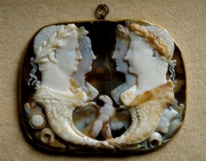 Roman Art: Onyx Cameo (Gemma Claudia) Depicting Imperial Couples by Roman