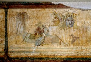 Roman Art: Still Life with Theatre Masks (detail) by Roman