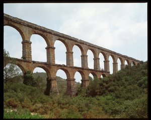Roman Art: view of the Aqueduct of Tarragona (Aqueduct of the Ferreres or Pont du Diable) 1st century, Spain