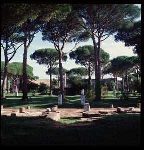 Roman Art: view of the ruins of the macellum (Marche Square) archeological site of Ostia by Roman