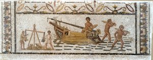 Roman Antiquity: Unloading a Cargo of Wood from a Ship and Weighing Lead