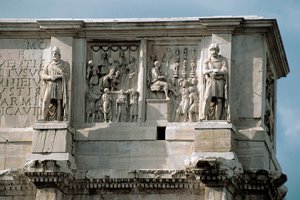 Low Marble Relief Representing the Distribution of Subsidies to the People and the Surrender of a Barbarian Leader