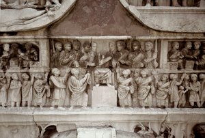 Roman Art: Low Marble Relief Representing the Distribution of Subsidies to the People in the Forum of Cesar