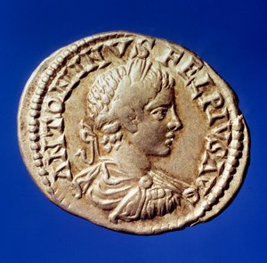 Roman Art: Silver Denier with the Effigy of the Roman Emperor Elagabal by Roman