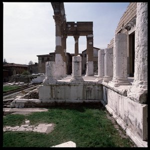 Roman art: view of the capitol (capitolium), 73 A.D., Brescia Italy