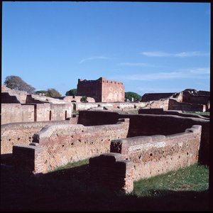 Roman art: view of the ruins of the archeological site of Ostia