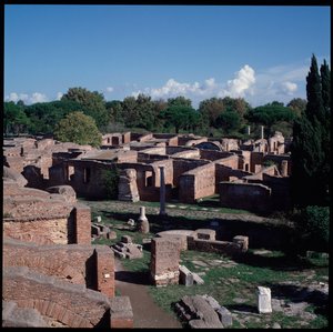 Roman art: view of the ruins of the archeological site of Ostia