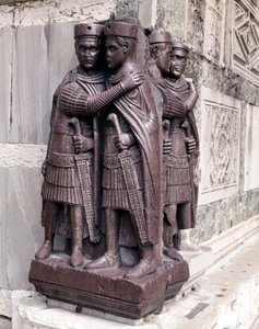 Tetrarchs. Sculptures in red porphyry from the 4th century. Venice, St. Mark