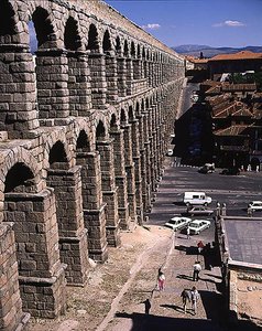 View alongside the Roman aqueduct, built in 1st century AD