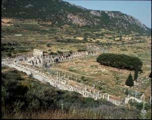 View of the street of Curetes towards the library of Celsus by Roman