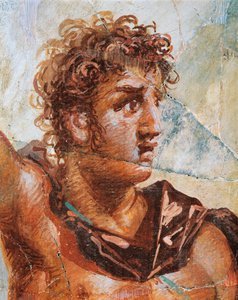 Detail of a fresco depicting Alexander, from the Marriage of Alexander and Stateira by Roman Roman