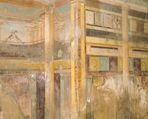 Detail of Fresco, Part of Wall Decorations, House of Labyrinth, Pompeii by Roman Roman