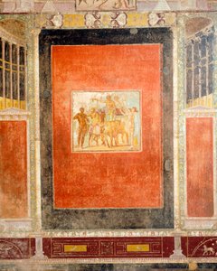 Fresco Decoration of Hall of Tablino, House of Marcus Lucretius Fronto, Pompeii, Campania, Roman Civilization by Roman Roman