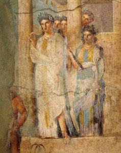 Fresco Depicting Iphigenia in Tauris, Detail of Maids, from House of L. Caecilius Giocondus at Pompeii, Italy
