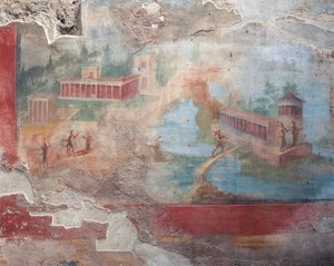 Fresco of fountain-nymphaeum of House of Small Fountain, Pompeii (UNESCO World Heritage Site)